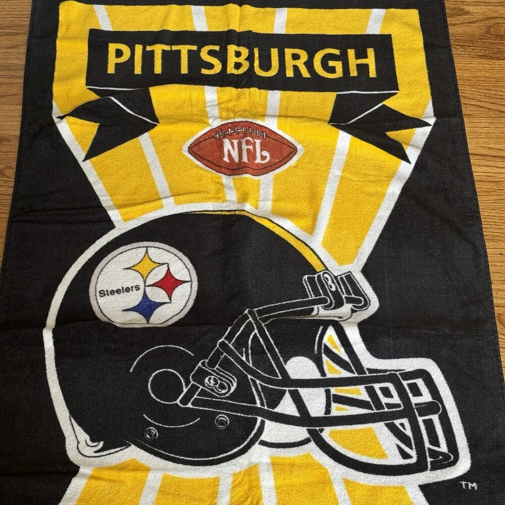 Vtg Pittsburgh Steelers Beach Towel 54"×27" NFL Football 1996 NFLP Official - Picture 2 of 12